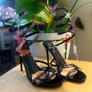 Multicolored Butterfly Sandal Heels